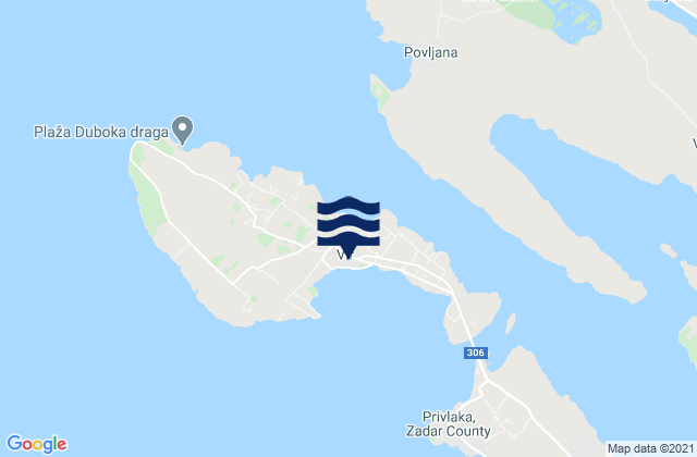 Karte der Gezeiten Vir, Croatia