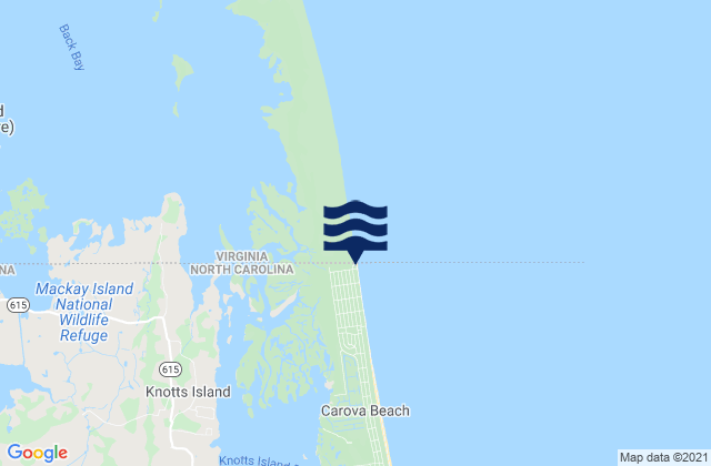Karte der Gezeiten Virginia Beach south end, United States