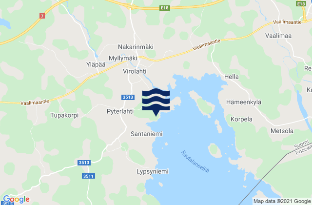 Karte der Gezeiten Virojoki, Finland