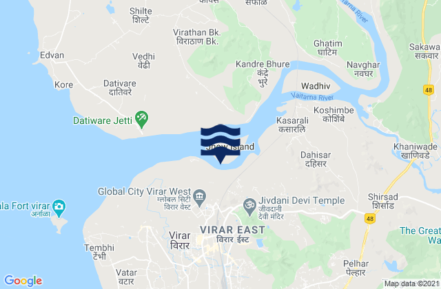Karte der Gezeiten Virār, India
