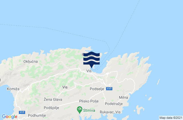 Karte der Gezeiten Vis, Croatia