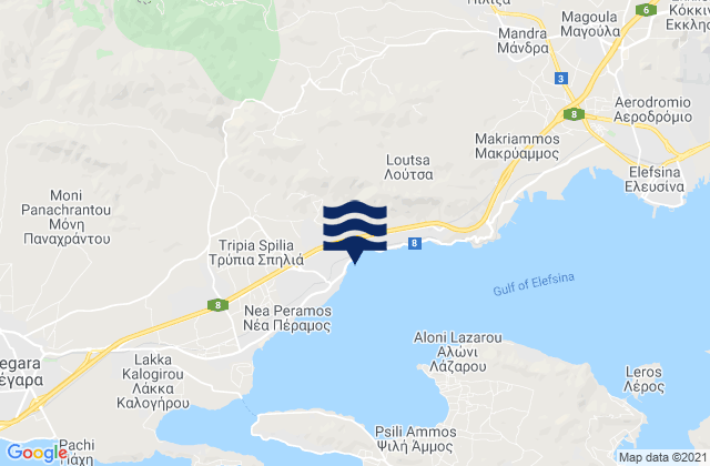 Karte der Gezeiten Vlycháda, Greece