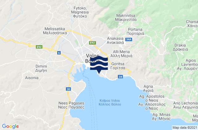 Karte der Gezeiten Volos Gulf of Volos, Greece