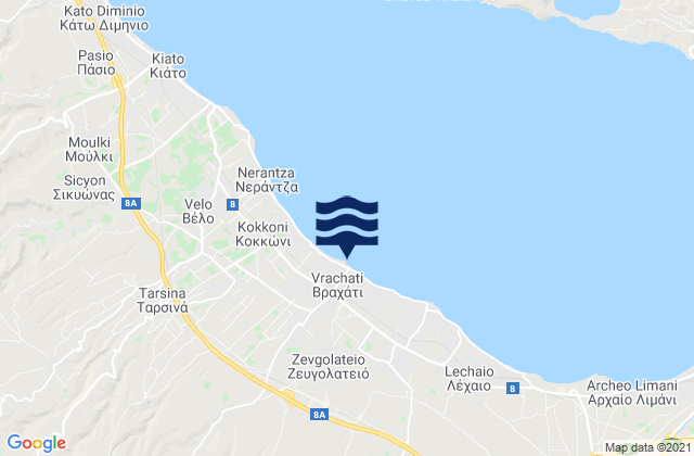 Karte der Gezeiten Vrakháti, Greece