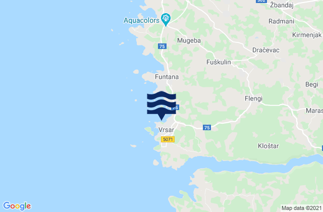 Karte der Gezeiten Vrsar-Orsera, Croatia