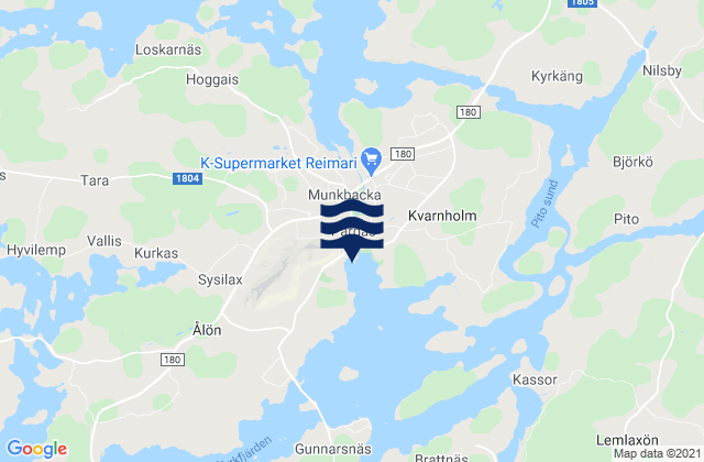 Karte der Gezeiten Väståboland, Finland