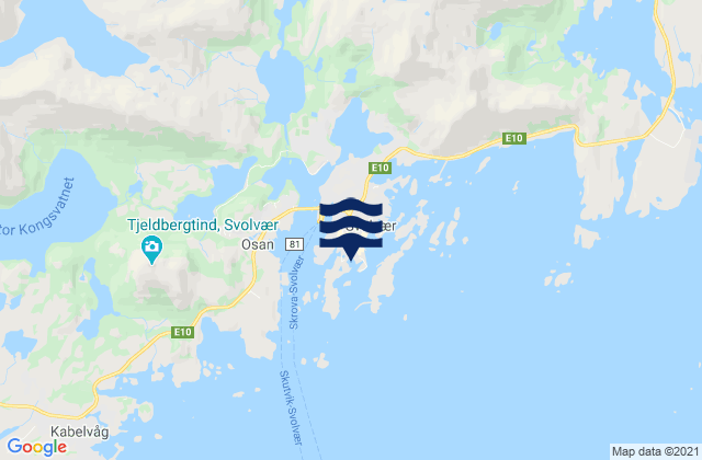 Karte der Gezeiten Vågan, Norway