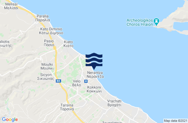 Karte der Gezeiten Vélo, Greece