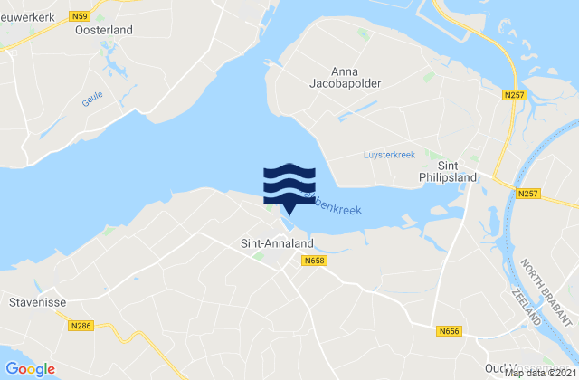 Karte der Gezeiten W.s.v. St. Annaland, Netherlands