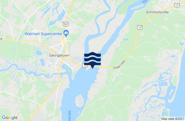 Karte der Gezeiten Waccamaw River Entrance, United States