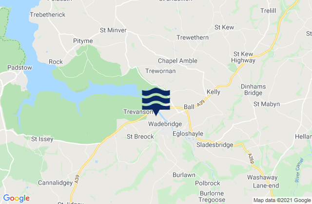 Karte der Gezeiten Wadebridge, United Kingdom