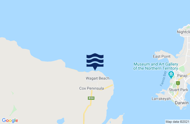 Karte der Gezeiten Wagait Beach, Australia