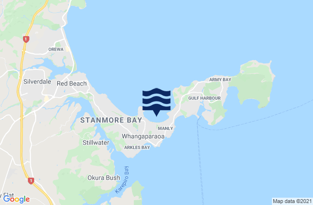 Karte der Gezeiten Waiau Bay, New Zealand