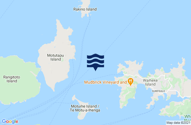 Karte der Gezeiten Waiheke Island, New Zealand