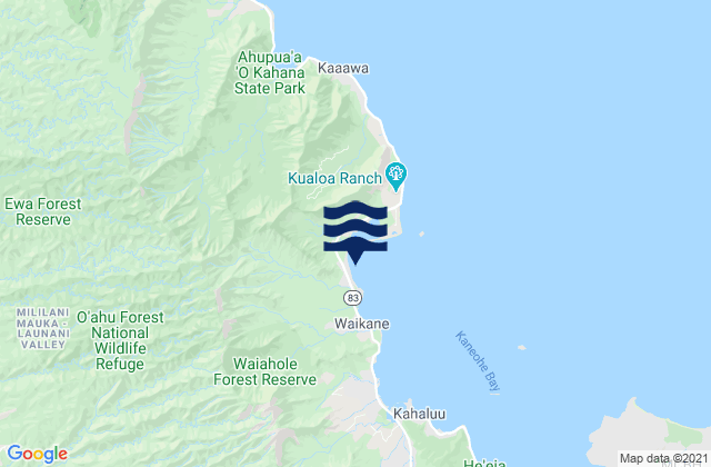 Karte der Gezeiten Waikane (Kaneohe Bay), United States