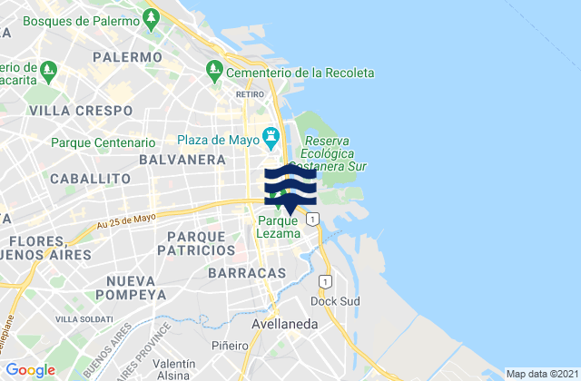 Karte der Gezeiten Waikiki, Argentina