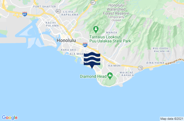 Karte der Gezeiten Waikīkī Bay, United States