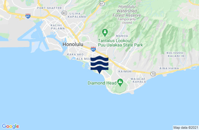 Karte der Gezeiten Waikīkī Beach, United States