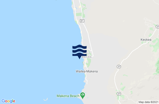 Karte der Gezeiten Wailea Beach, United States