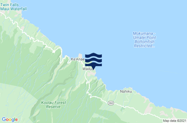 Karte der Gezeiten Wailua, United States