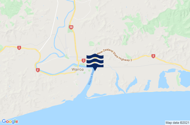 Karte der Gezeiten Wairoa District, New Zealand