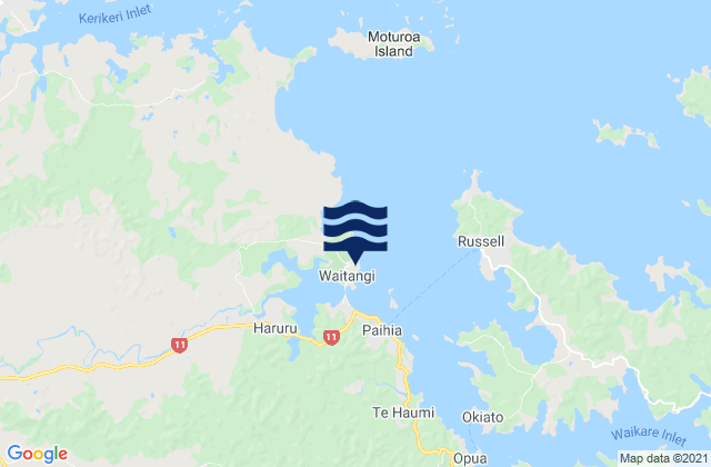 Karte der Gezeiten Waitangi, New Zealand
