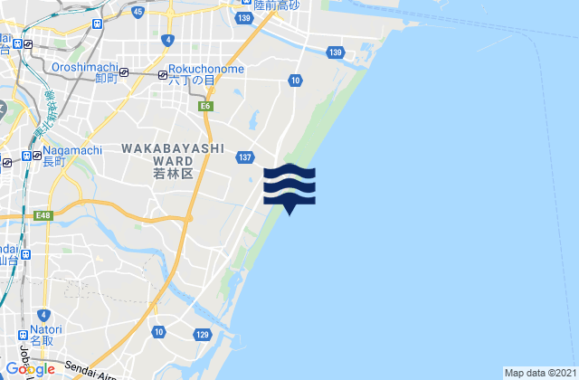 Karte der Gezeiten Wakabayashi-ku, Japan