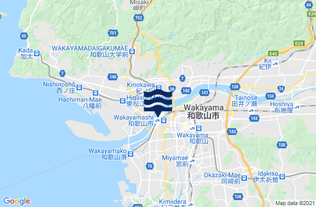 Karte der Gezeiten Wakayama Shi, Japan