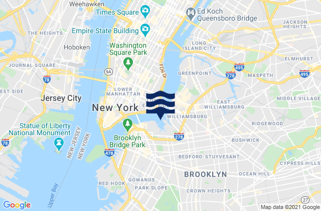 Karte der Gezeiten Wallabout Bay Brooklyn Navy Yard, United States