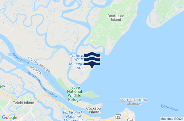 Karte der Gezeiten Walls Cut Turtle Island, United States