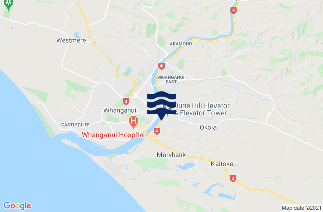 Karte der Gezeiten Wanganui District, New Zealand