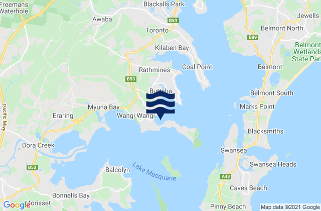 Karte der Gezeiten Wangi Wangi Bay, Australia