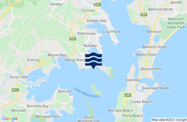 Karte der Gezeiten Wangi Wangi Beach, Australia
