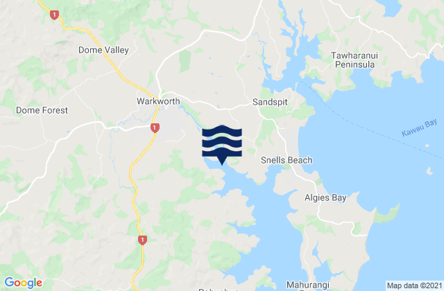 Karte der Gezeiten Warkworth, New Zealand
