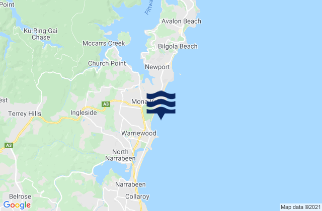 Karte der Gezeiten Warriewood Beach, Australia