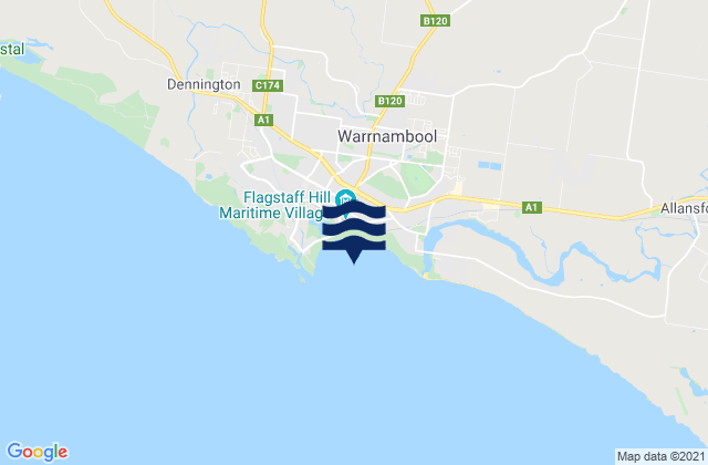 Karte der Gezeiten Warrnambool Bay, Australia