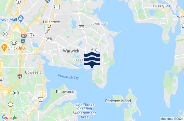 Karte der Gezeiten Warwick Cove, United States