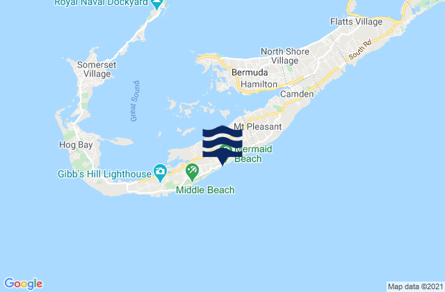 Karte der Gezeiten Warwick Parish, Bermuda