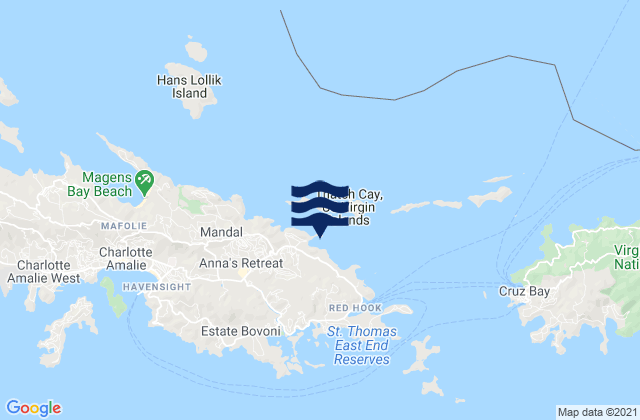 Karte der Gezeiten Water Bay, U.S. Virgin Islands