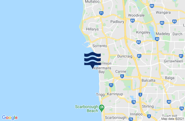 Karte der Gezeiten Watermans Bay, Australia