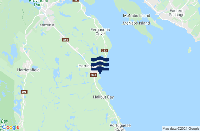 Karte der Gezeiten Watleys Cove, Canada