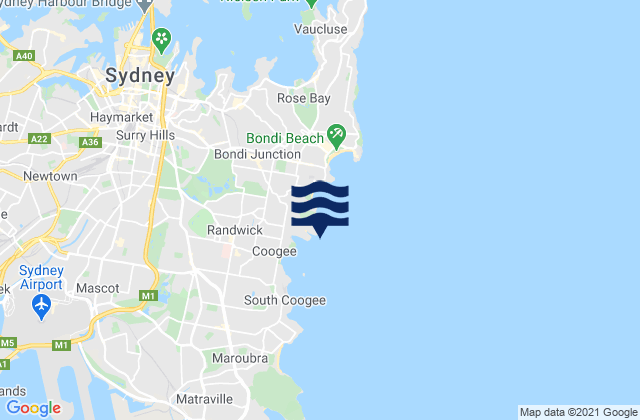 Karte der Gezeiten Waverley, Australia