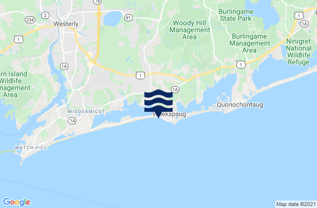 Karte der Gezeiten Weekapaug Point (Block Island Sound), United States