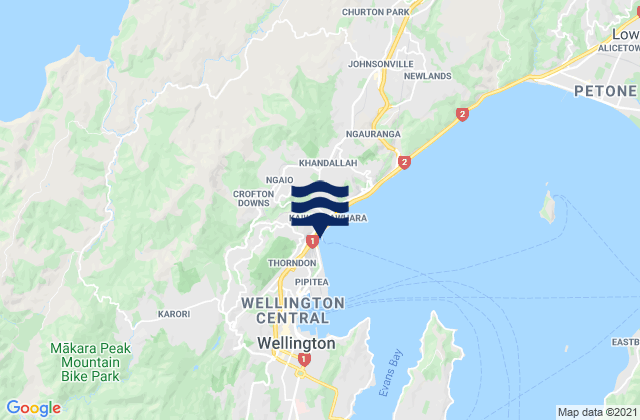 Karte der Gezeiten Wellington City, New Zealand