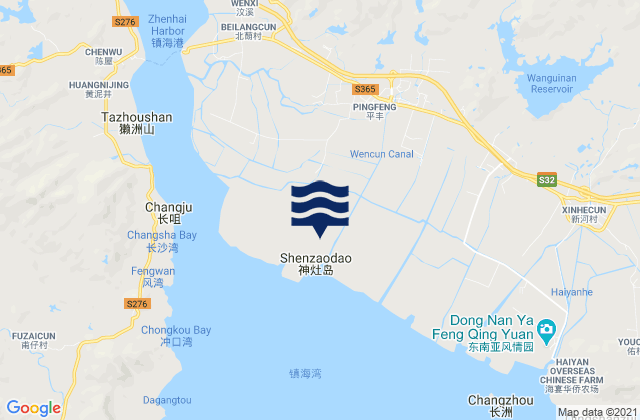 Karte der Gezeiten Wencun, China