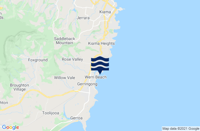 Karte der Gezeiten Werri Point, Australia