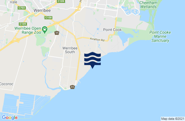 Karte der Gezeiten Werribee South, Australia