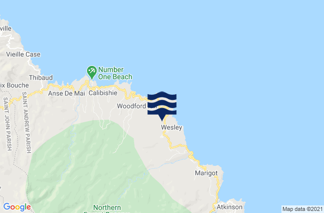 Karte der Gezeiten Wesley, Dominica