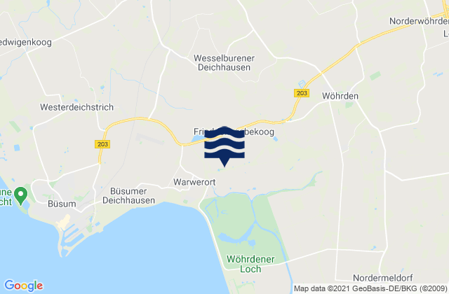 Karte der Gezeiten Wesselburener Deichhausen, Germany