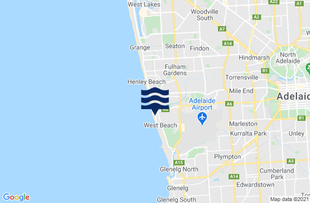 Karte der Gezeiten West Beach, Australia